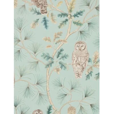 Sanderson Owlswick Tapete - Schnee-Eule, Breitformat, Leinenhintergrund Sanderson Owlswick Tapete - Schnee-Eule, Breitformat, Leinenhintergrund