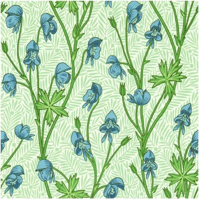 Morris & Co Tapete Monkshood - Cobalt/ Goblin Green Morris & Co Tapete Monkshood - Cobalt/ Goblin Green