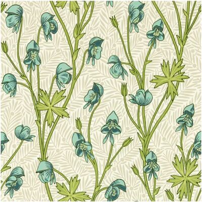 Morris & Co Tapete Monkshood - Aqua/Peashoot - Tapete Morris & Co Tapete Monkshood - Aqua/Peashoot - Tapete