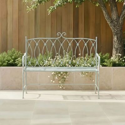 Charles Bentley - Rustic Wrought Iron - Sage Green - Bench Charles Bentley - Rustic Wrought Iron - Sage Green - Bench