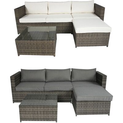 Charles Bentley L-Shaped 3 Seater Rattan Lounge Set - Grey - Furniture Charles Bentley L-Shaped 3 Seater Rattan Lounge Set - Grey - Furniture