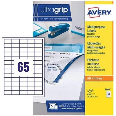Étiquettes Polyvalentes Avery 38x21,2mm 65 par feuille A4 - Étiquettes Étiquettes Polyvalentes Avery 38x21,2mm 65 par feuille A4 - Étiquettes