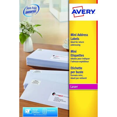 Étiquettes blanches Avery L7656 - 46x11mm, 84/feuille, 25 feuilles - Publicité Étiquettes blanches Avery L7656 - 46x11mm, 84/feuille, 25 feuilles - Publicité