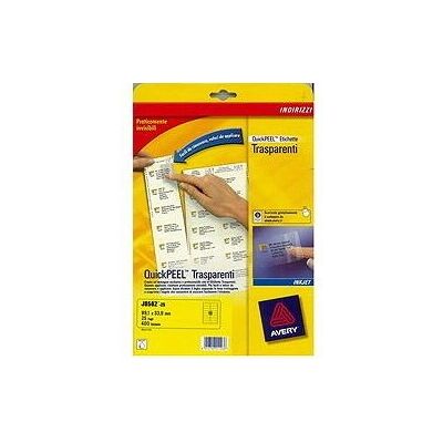 Avery J8562-25 Štítky - Průhledné - 99,1 x 33,9 mm - 25 listů Avery J8562-25 Štítky - Průhledné - 99,1 x 33,9 mm - 25 listů