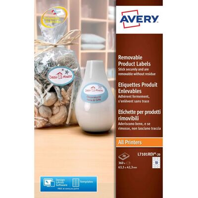 Bílé oválné etikety Avery L7101REV-20 - Etikety Bílé oválné etikety Avery L7101REV-20 - Etikety