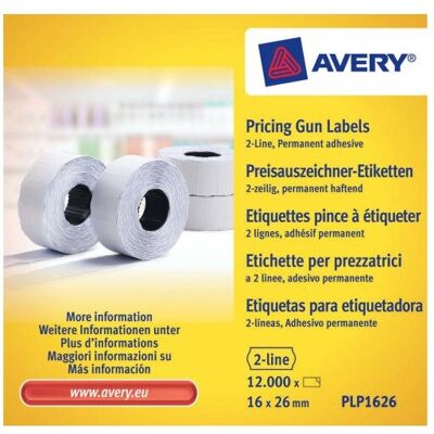 Avery Zweckform Hvite 16x26mm Permanente Labels - 12000 stk Avery Zweckform Hvite 16x26mm Permanente Labels - 12000 stk