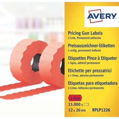Avery RPLP1226 Røde Selvklebende Pris-etiketter - 26x12mm Avery RPLP1226 Røde Selvklebende Pris-etiketter - 26x12mm