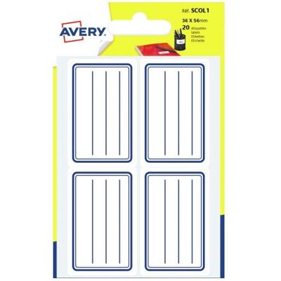 Étiquette Rectangulaire Bleue SCOL1 Avery - Autocollante, 20 pcs - Publicité Étiquette Rectangulaire Bleue SCOL1 Avery - Autocollante, 20 pcs - Publicité