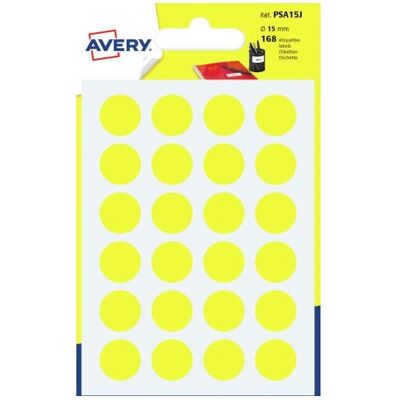 Avery Gula Runda Etiketter 15mm - 168 st Avery Gula Runda Etiketter 15mm - 168 st