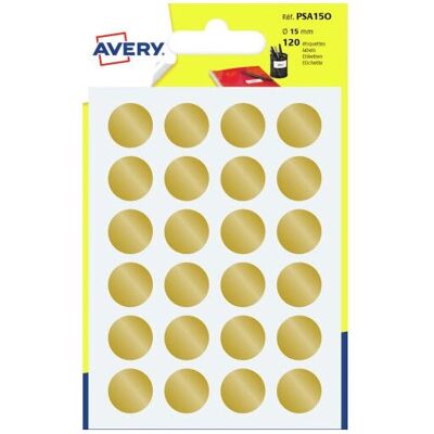 Avery PSA15O Étiquettes rondes auto-adhésives or - Étiquettes Avery PSA15O Étiquettes rondes auto-adhésives or - Étiquettes