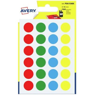 Étiquettes rondes adhésives Avery PSA15MX 144 pcs - Publicité Étiquettes rondes adhésives Avery PSA15MX 144 pcs - Publicité