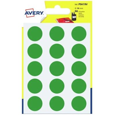 Avery PSA19V - Étiquettes rondes vertes - 90 pcs - Publicité Avery PSA19V - Étiquettes rondes vertes - 90 pcs - Publicité