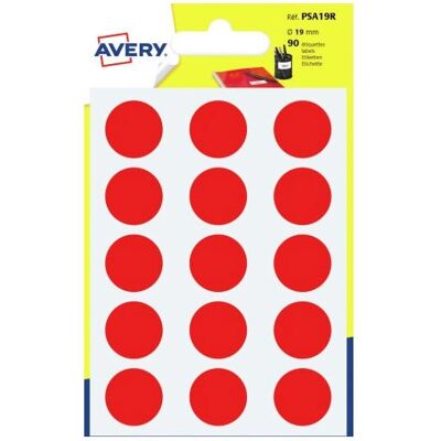 Étiquettes Rondes Auto-adhésives Avery PSA19R - 90 Étiquettes - Publicité Étiquettes Rondes Auto-adhésives Avery PSA19R - 90 Étiquettes - Publicité