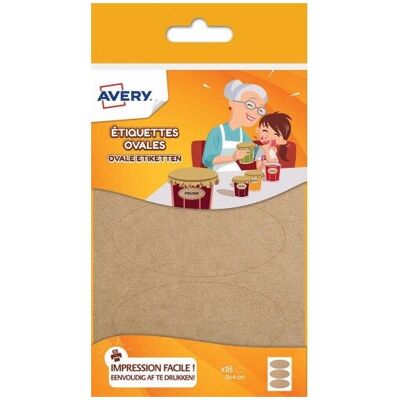 Étiquette ovale auto-adhésive marron Avery OVKR18 - 30 pcs - Publicité Étiquette ovale auto-adhésive marron Avery OVKR18 - 30 pcs - Publicité
