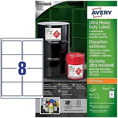Avery B3427-50 Vattentäta etiketter - 50 ark Avery B3427-50 Vattentäta etiketter - 50 ark