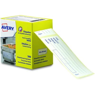 Étiquettes Avery de traçabilité alimentaire - 98x40mm - 300 - Publicité Étiquettes Avery de traçabilité alimentaire - 98x40mm - 300 - Publicité