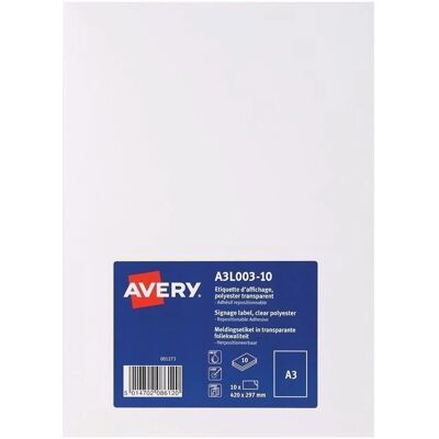 Avery A3L003-10 Etichette per Stampanti Bianche Autoadesive - Etichette Avery A3L003-10 Etichette per Stampanti Bianche Autoadesive - Etichette