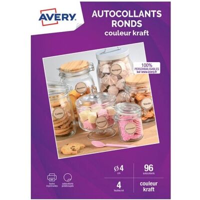 Étiquettes rondes auto-adhésives Avery C9422K-4 - 96 pièces - Multicolore Étiquettes rondes auto-adhésives Avery C9422K-4 - 96 pièces - Multicolore