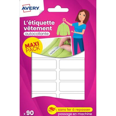 Étiquettes vêtements blanches Avery 45x13mm - Lot de 90 Étiquettes vêtements blanches Avery 45x13mm - Lot de 90
