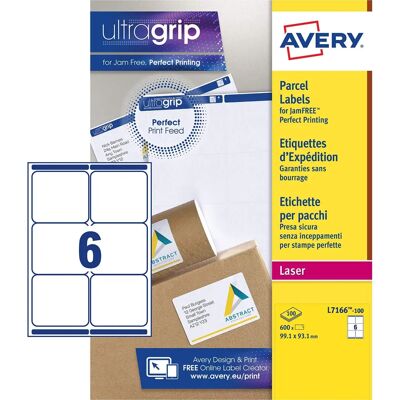 Bílé laserové štítky Avery - 99,1x93,1mm - 600 štítků Bílé laserové štítky Avery - 99,1x93,1mm - 600 štítků