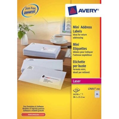 Avery L7651-250 White Self-adhesive Labels - Label Printer Avery L7651-250 White Self-adhesive Labels - Label Printer
