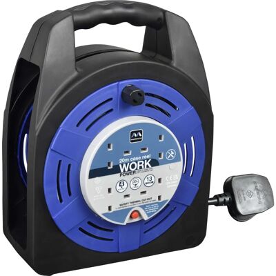 Bobine de câble Masterplug HBT2013/4R 20m 4 prises - Sécurité 240V - Publicité Bobine de câble Masterplug HBT2013/4R 20m 4 prises - Sécurité 240V - Publicité