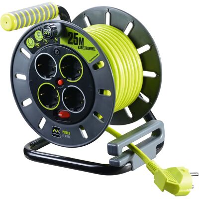 Masterplug Kabelrolle 25m, 4 Schutzkontakt, Grün Masterplug Kabelrolle 25m, 4 Schutzkontakt, Grün