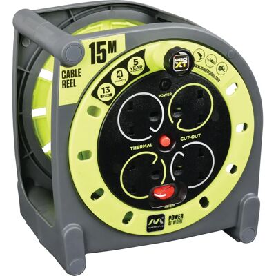 Masterplug HMU15134SL-PX Portable Cable Reel - 15m 4 Sockets Masterplug HMU15134SL-PX Portable Cable Reel - 15m 4 Sockets