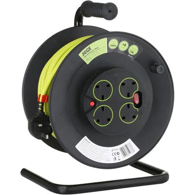 Masterplug 50m Heavy Duty Extension Lead Cable Reel - 4 Socket 240V Masterplug 50m Heavy Duty Extension Lead Cable Reel - 4 Socket 240V