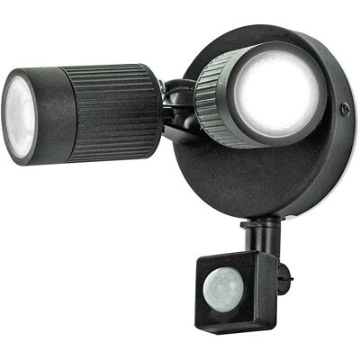 Luceco Black 10W Twin Wall Light with PIR Sensor - Outdoor Security & Garden Illumination Luceco Black 10W Twin Wall Light with PIR Sensor - Outdoor Security & Garden Illumination
