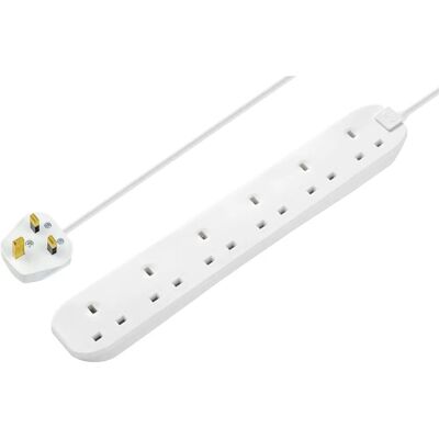 Masterplug White 6-Gang 240V Extension Lead - 2m Masterplug White 6-Gang 240V Extension Lead - 2m