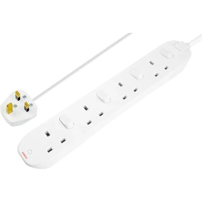 Masterplug Weiß 4-fach Verlängerungskabel - 240V 13A Masterplug Weiß 4-fach Verlängerungskabel - 240V 13A