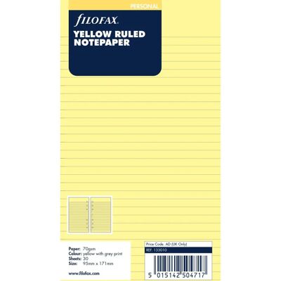 Recharge de Papier Rayé Jaune - Filofax Personal Slim Compact Recharge de Papier Rayé Jaune - Filofax Personal Slim Compact