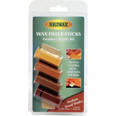Briwax Medium Wood Shades Wax Filler Sticks - Wax Repair Kit Briwax Medium Wood Shades Wax Filler Sticks - Wax Repair Kit