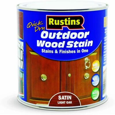 Rustins - Quick Dry Outdoor Wood Stain Satin - Light Oak - 1ltr - Wood Stain Rustins - Quick Dry Outdoor Wood Stain Satin - Light Oak - 1ltr - Wood Stain