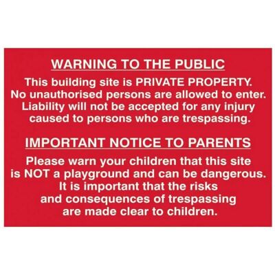 Brand: Scan Building Site Warning PVC 600 x 400mm - Warning to Public & Parents Brand: Scan Building Site Warning PVC 600 x 400mm - Warning to Public & Parents