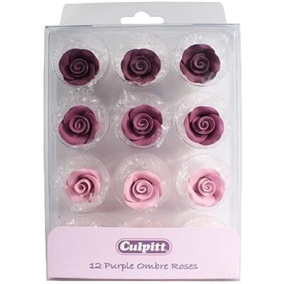 Culpitt - Rosenknospen Lila Ombre 12 Stück 2cm - Rosenknospen Lila Ombre - 12 Stück - Edible sugar decorations Culpitt - Rosenknospen Lila Ombre 12 Stück 2cm - Rosenknospen Lila Ombre - 12 Stück - Edible sugar decorations