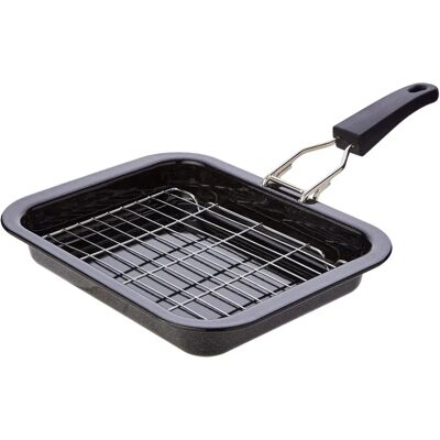 Vitreous Enamel Small Grill Pan and Rack - Black - 28x22cm Vitreous Enamel Small Grill Pan and Rack - Black - 28x22cm