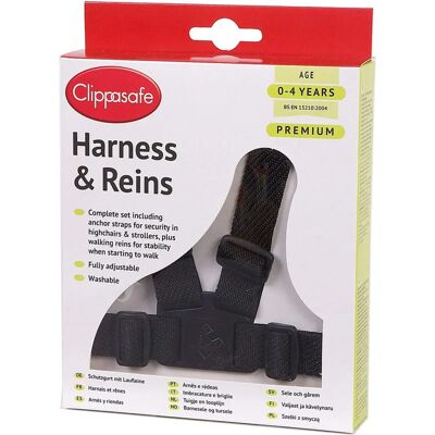Clippasafe Modell - Harnais & Reins for 0-4 år - Svart Clippasafe Modell - Harnais & Reins for 0-4 år - Svart