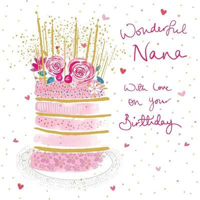 Woodmansterne Nana Pink Gold Foiled Birthday Card Woodmansterne Nana Pink Gold Foiled Birthday Card
