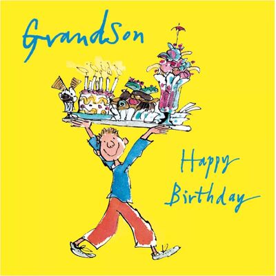 Woodmansterne - Boy Holding Tray Grandson Card - Greeting Card Woodmansterne - Boy Holding Tray Grandson Card - Greeting Card
