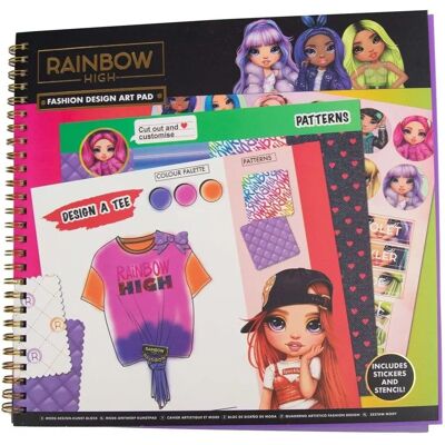 Rainbow High Fashion Designer Art Pad - 30 Sheets, Stickers, Stencil Rainbow High Fashion Designer Art Pad - 30 Sheets, Stickers, Stencil