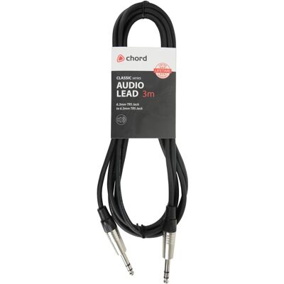 Chord Electronics - 190.003UK - 3 m - 6.35 mm TRS - Black - cable Chord Electronics - 190.003UK - 3 m - 6.35 mm TRS - Black - cable