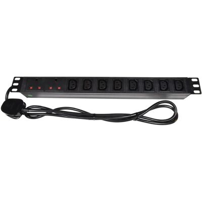Adastra 10 Way Horizontal IEC C13 X 8 UK X2 PDU 19-Inch 1.8m Power Distribution Unit Adastra 10 Way Horizontal IEC C13 X 8 UK X2 PDU 19-Inch 1.8m Power Distribution Unit