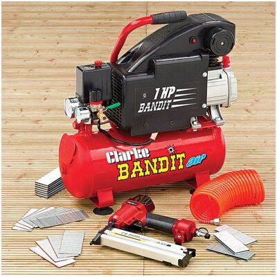 Clarke Clarke V 1hp 8l Air Compressor Nailing & Stapling Kit - Air Compressor Clarke Clarke V 1hp 8l Air Compressor Nailing & Stapling Kit - Air Compressor