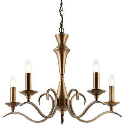 Netlighting Kora 5 Luce Pendente con Bracci Multipli in Ottone Antico - Lampadario Netlighting Kora 5 Luce Pendente con Bracci Multipli in Ottone Antico - Lampadario