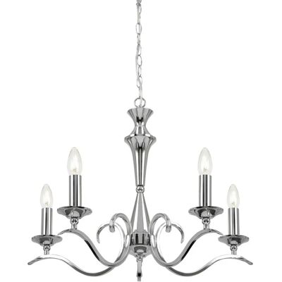 Netlighting Kora 5 Light Multi Arm Ceiling Pendant Candle Chrome - Ceiling Pendant Light Netlighting Kora 5 Light Multi Arm Ceiling Pendant Candle Chrome - Ceiling Pendant Light