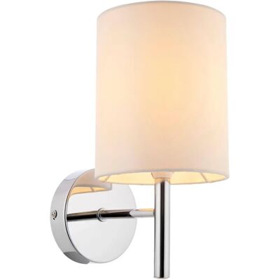 Applique da Parete Singola Brio di Endon Lighting - Cromato, Tessuto Crema - Applique da Parete Applique da Parete Singola Brio di Endon Lighting - Cromato, Tessuto Crema - Applique da Parete