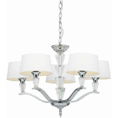 Luce a Sospensione Fiennes a 5 Luci di Endon Lighting in Cromo Bianco - Lampadario Luce a Sospensione Fiennes a 5 Luci di Endon Lighting in Cromo Bianco - Lampadario