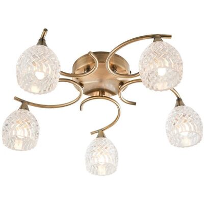 Lampadario Boyer 5 Luci in Ottone Antico - Illuminazione da soffitto Lampadario Boyer 5 Luci in Ottone Antico - Illuminazione da soffitto
